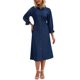 thumbnail image 2 of INSPIRE CHIC Vestido de Jean para Mujer Ajuste Suelto Manga 3/4 Abotonado Midi Vestido de Mezclilla L Azul Oscuro, 2 of 6