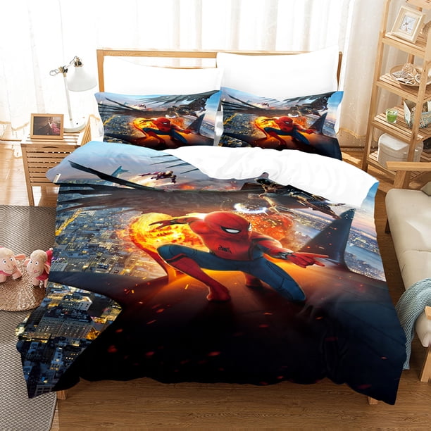 Cartoon 3d Spiderman Bedding Set,Marvel Spider-man Quilt Duvet Cover Pillowcase Bed Set For children and adults Bed Sheets