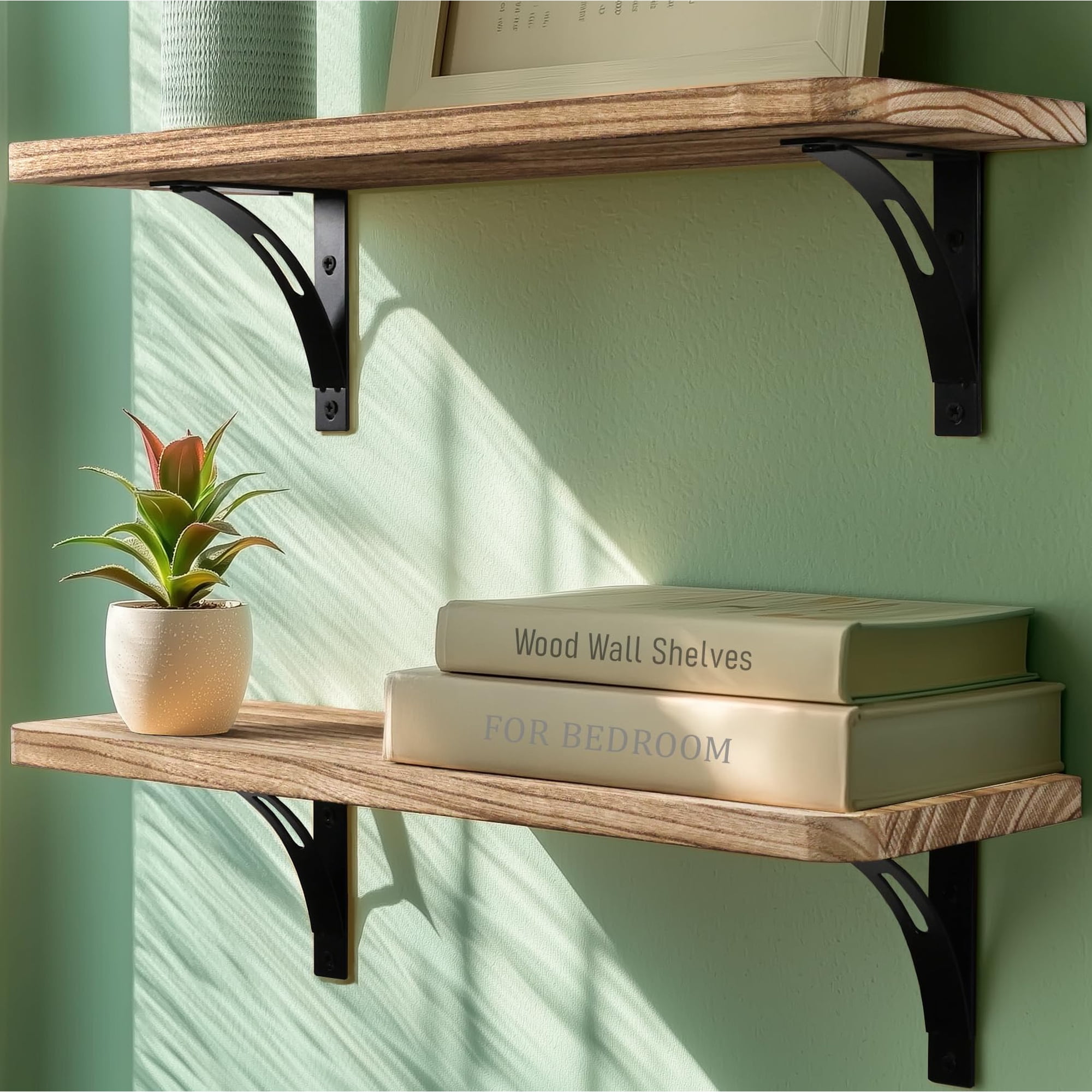 Willowy Decor - Estantes De Pared Willowy Con Soporte De Acero Reforzado Para Habitación, Juego De 2