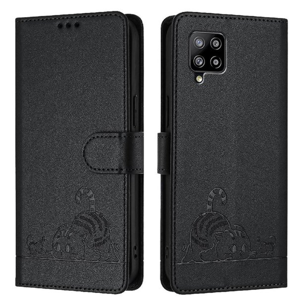 Funda tipo cartera FOXDOCK para Samsung Galaxy A42 5G con soporte, ranuras, RFID, diseño de gato