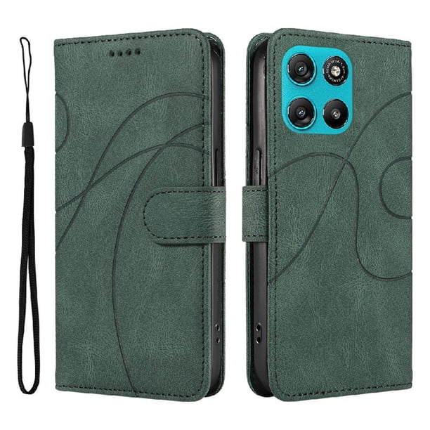 Funda tipo cartera con tapa para Motorola MOTO G57 Power 5G con tarjetero, soporte y cubierta magnética Verde