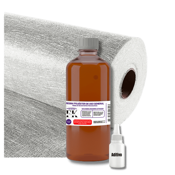Kit de fibra de vidrio y resina de seca rápido 1/2 kg