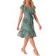 thumbnail image 4 of INSPIRE CHIC Vestido Midi Floral para Mujer Cuello Cuadrado Mangas Cortas con Volantes Dobladillo con Volantes Línea A Vestido de Invitada de Boda de Verano Verde Oscuro XL, 4 of 5