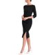 thumbnail image 4 of INSPIRE CHIC Vestido de Tubo para Mujer Cuello Barco Mangas 3/4 Dobladillo con Abertura Vestidos Midi para el Trabajo Negro XS, 4 of 6