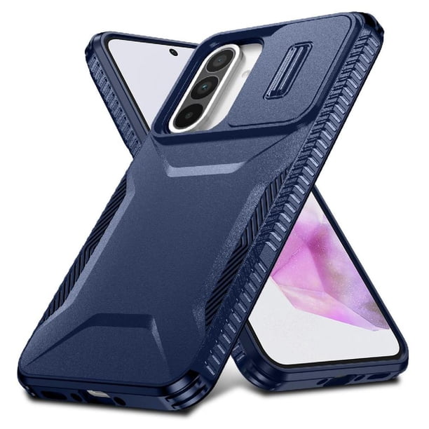 Funda Resistente para Samsung Galaxy A36 con Tapa Deslizante y Protección Militar Azul