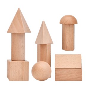 Magideal - Bloques Sólidos Geométricos De Madera, Ayuda Para La Enseñanza, Modelo Cognitivo Portátil Resistente Para Niños, Juguete De Aprendizaje Montessori Par