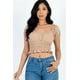 thumbnail image 1 of Top Casual de Punto Acanalado Liso con Mangas Abullonadas Fruncidas, 1 of 2
