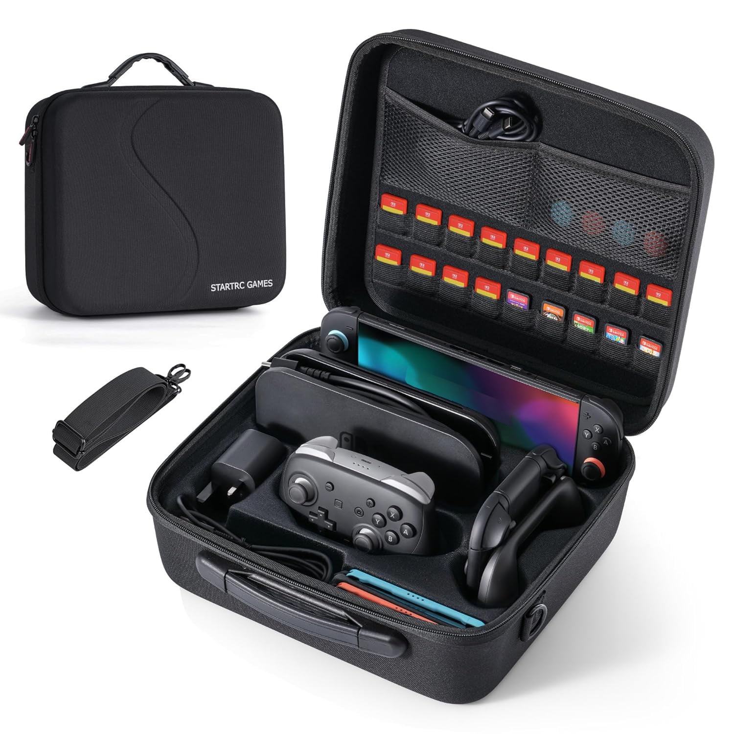 Genérico - Funda Compatible Con Nintendo Switch 2 Con Ranuras Para Tarjetas De Juego, Bolso De Almacenamiento Portátil Y Duro Para Consola, Controladores Pro Y Accesorios