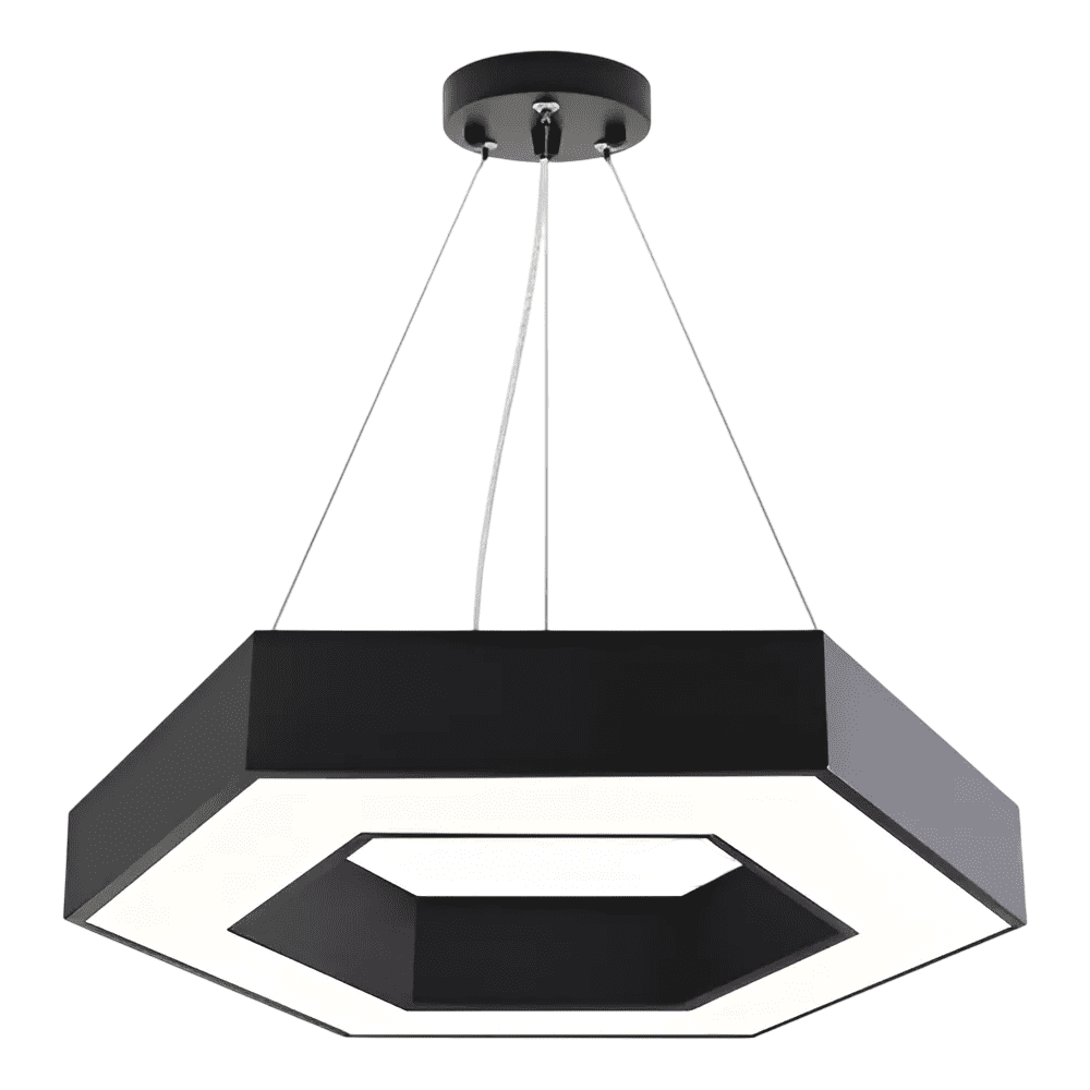 Lámpara Led Belug Colgante Hexágono Abierta 36w Luz Fría Estructura Negro