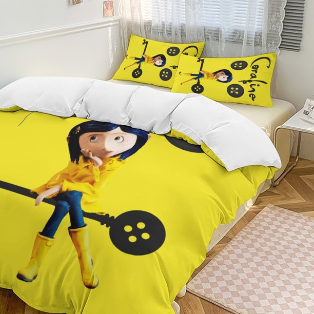 Yellow Key Coraline Comforter Set Soft 3 Pcs Twin Bedding Sets Thicken for All Season