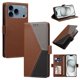 thumbnail image 1 of Funda con Solapa para iPhone 17 Pro, Diseño Tricolor con Ranuras, Marrón, 1 of 6