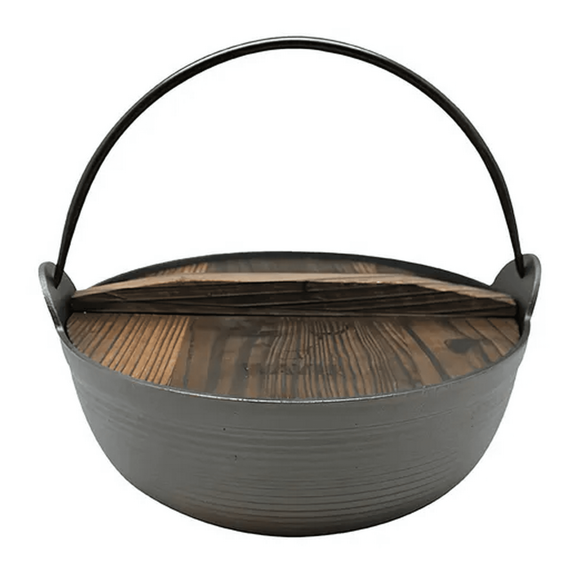 Genérico - Olla Con Tapa De Madera Iron Cast - Wayu Color Negro