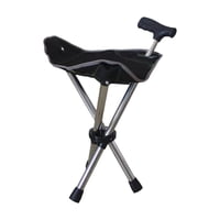 Magideal - Bastón Ergonómico Ajustable Con Asiento Para Senderismo Y Acampada, Color Negro