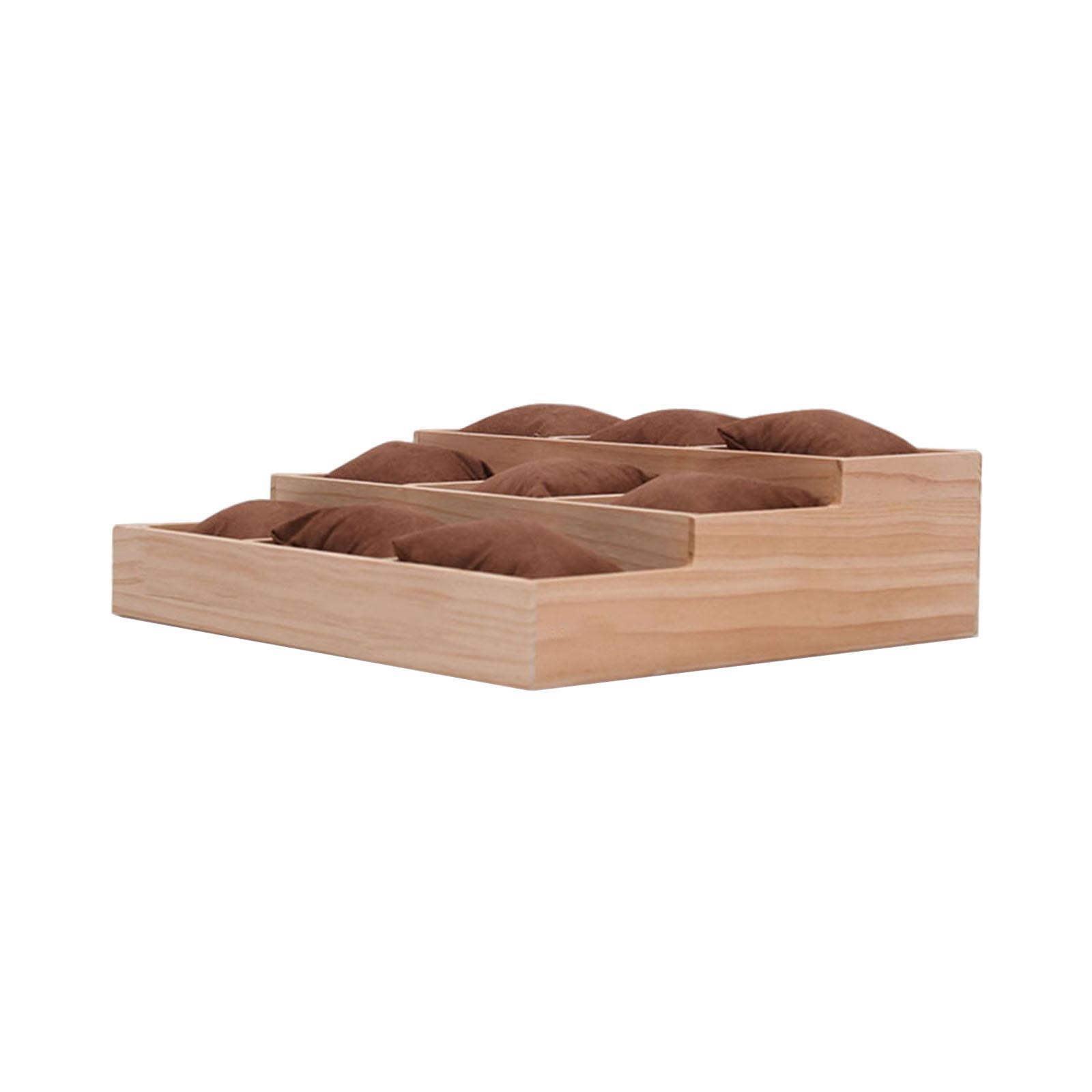 Magideal - Mira La Bandeja Con Almohada 9 Cuadrículas Caja De Exhibición Para Los Brazaletes Del Organizador De Madera Soportista Para El Cajón De La Tienda Show