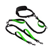 Ioensy - Correa Retráctil Para Perros Con Manos Libres Y Doble Cuerda Elástica Para Ciclismo, Canicross, Color Verde