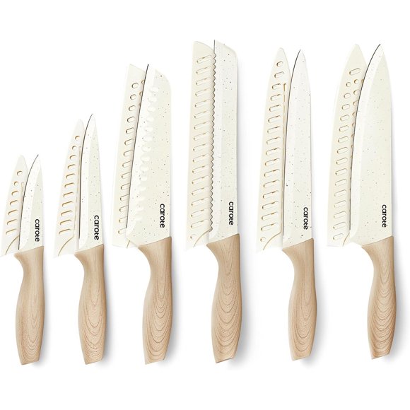 CAROTE Set de 12 cuchillos con acabado imitación madera