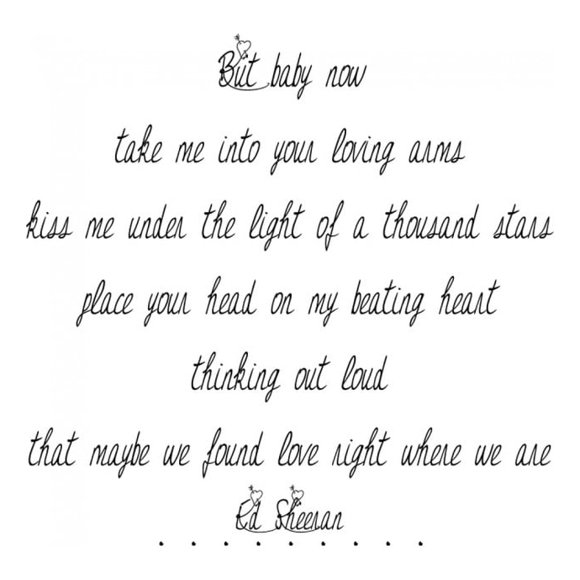 Decomural Ed Sheeran Thinking Out Loud Song Lyric WS-34092