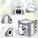 thumbnail image 2 of Cama Casa Para Gato Mascota Plegable Con Rascador Juguete Color Gris, 2 of 3