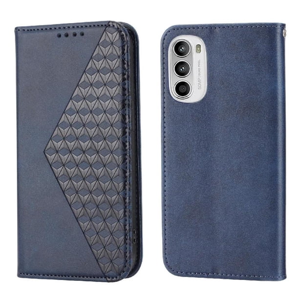 Funda Flip FOXDOCK para Motorola Moto G22 , Estilo Billetera con Diseño Rombo, Correa de Mano y Soporte, Uso Diario