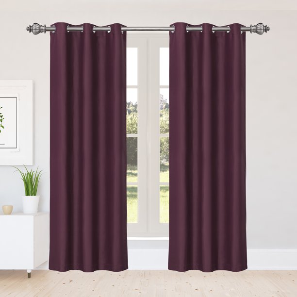 PiccoCasa 2 piezas de cortinas opacas térmicamente aisladas con ojales para ventanas, visillo oscurecedor, burdeos 42" x 84"