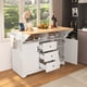 thumbnail image 3 of K&K 55.7'' Large Kitchen Island with 2 Drop Leaf,, Rolling Kitchen Cart on 5 Wheels with Power Outlet, Folding Storage Dining Table with Spice & Towel Rack , 3 Drawers, for Kitchen, Dining Room,White, 3 of 3