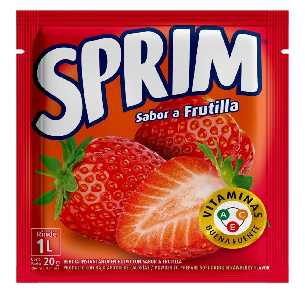 Jugo En Polvo Sabor Frutilla Sobre 20 g Sprim