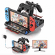 thumbnail image 1 of Base multifuncional para Nintendo Switch/Switch OLED - Centro de carga con salida HDMI 4K Capacidad para 4 Joycons y 2 mandos Pro + 8 tarjetas de juego Carga rápida 95W PD-Negro, 1 of 5