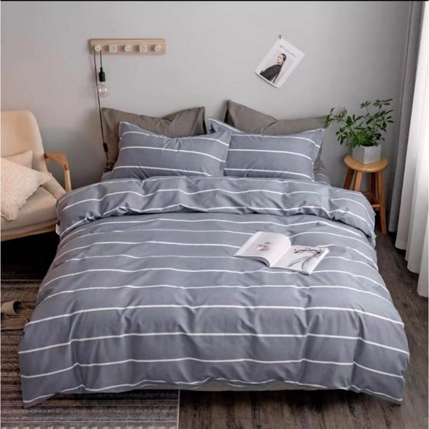 1 pieza de ropa de cama de algodón para invierno y verano en rayas grises