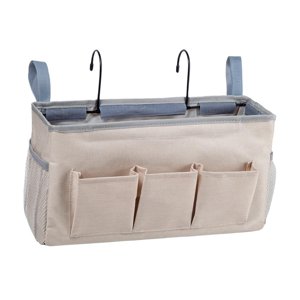 Magideal - Organizador Colgante Para Cama, Estante Para Cama, Mesita De Noche, Bolsa Colgante Con Construcción Y Ganchos Para Una Fijación Rápida Para Camas Alta Beige