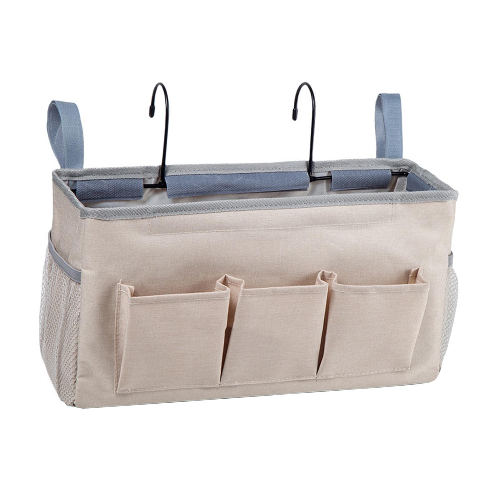 Magideal - Organizador Colgante Para Cama, Estante Para Cama, Mesita De Noche, Bolsa Colgante Con Construcción Y Ganchos Para Una Fijación Rápida Para Camas Alta Beige
