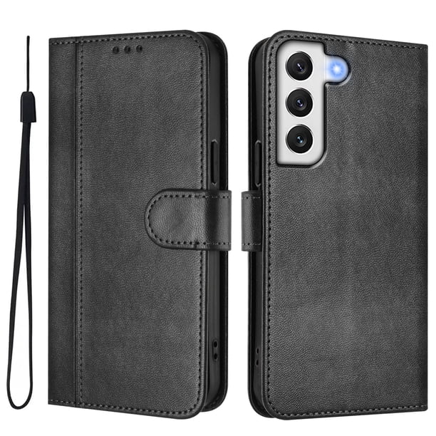 Funda Cartera para samsung galaxy S22 Protección 360° con Ranuras para Tarjetas y Soporte Negro