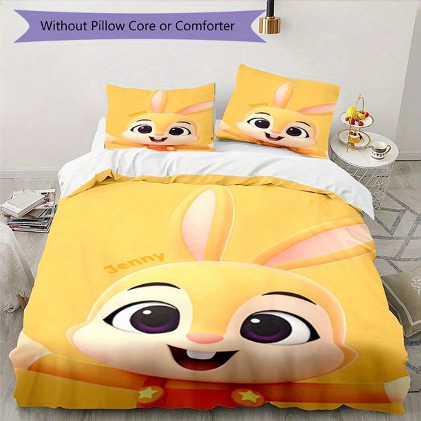 3pcs Pink Fong Shark-Inspired Bedding Set - Includes 1 Cover & 2 Pillowcases, Breathable Polyester, Machine Washable - Perfect for All Seasons S899, Allseason Comfort|Playful Design|Zippered Closure