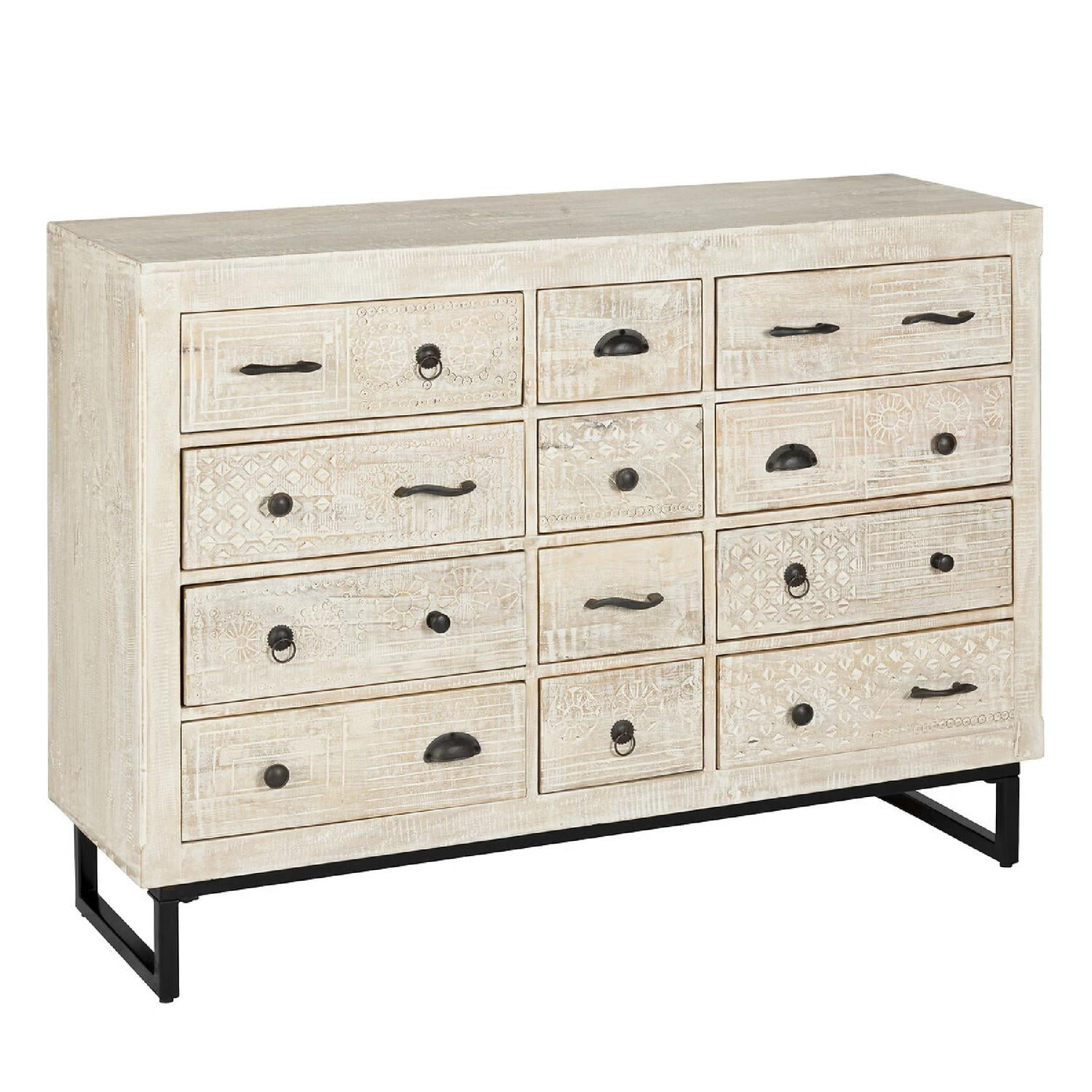 Cómoda 12 Cajones Madera Tallada 127x40x94,5 Cm Atmosphera