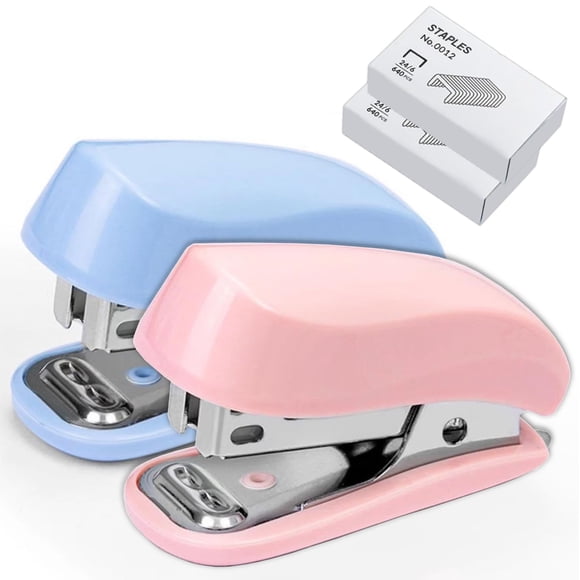 Mini engrapadora WIWUE GUO para escritorio, linda, con 1280 grapas y removedor