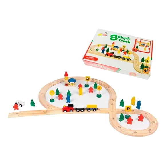 Tren con Riel Madera Armable -Juguete