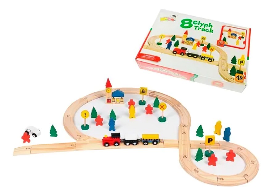 Genérico - Tren Con Riel Madera Armable -Juguete