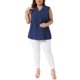 thumbnail image 2 of Agnes Orinda Blusas Clásicas sin Mangas con Lazo en el Cuello en V y Lunares para Mujer de Talla Grande 4X Azul Oscuro, 2 of 6