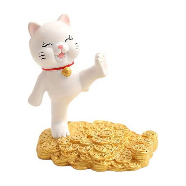 A New Cute Lucky Cat Step-By-Step Gain Lazy Mobile Phone Holder Creative Resin Crafts Ornaments Gifts