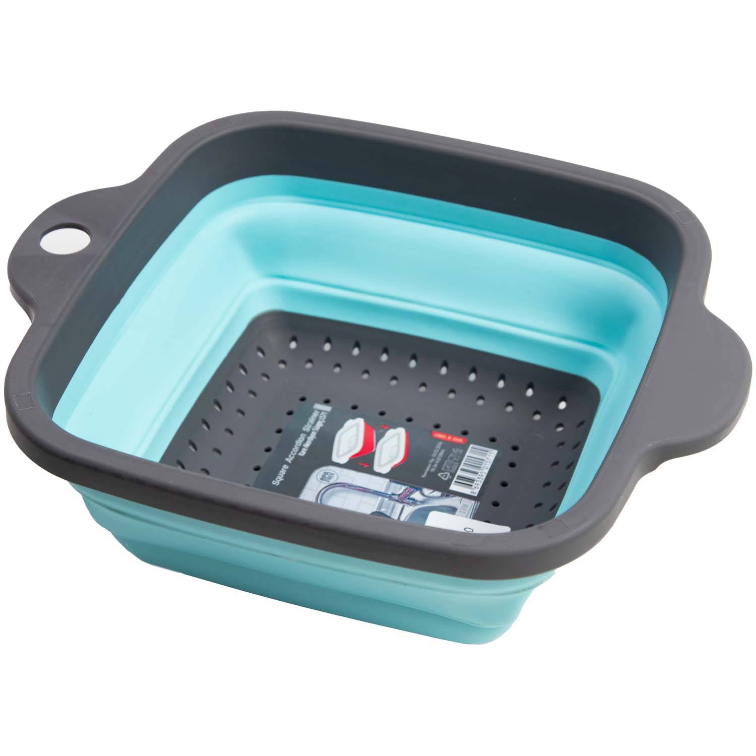 Qlux - Colador De Plastico Cuadrado Celeste