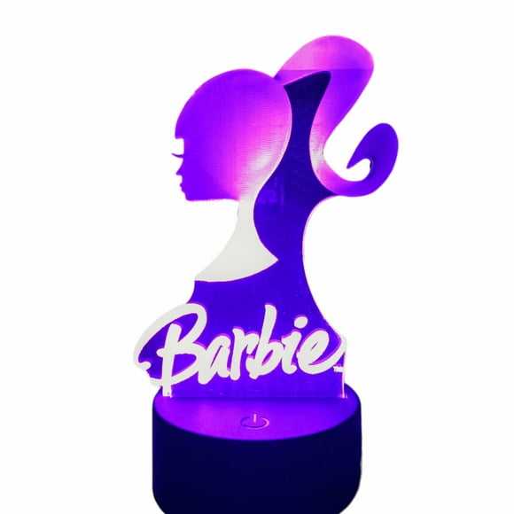 Lampara Ilusion 3D Barbie de 7 colores, Base touch
