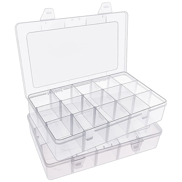 Caja organizadora de plástico SGHUO con 15 rejillas para abalorios, manualidades y joyas