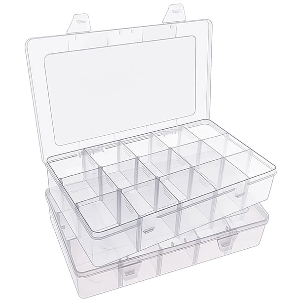 Caja organizadora de plástico SGHUO con 15 rejillas para abalorios, manualidades y joyas