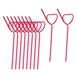 Magideal - 10 Pajitas En Forma De Corazón Para Fiestas De Aniversario, Vacaciones, Despedida De Soltera, Color Rojo
