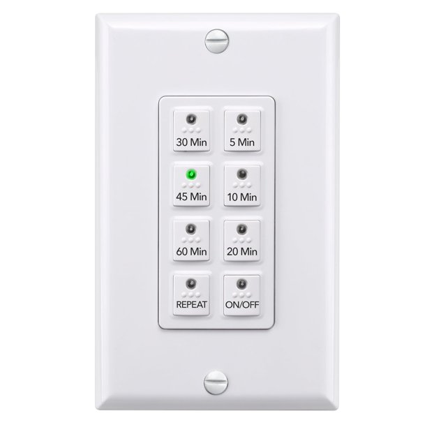 Interruptor temporizador digital de pared BN-LINK con botón pulsador de 5 a 60 minutos