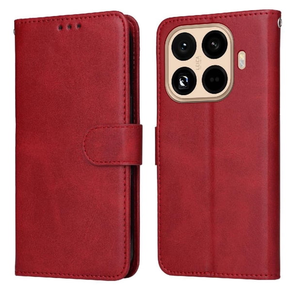 Funda Billetera para Xiaomi 15T Pro con Porta Tarjetas y Soporte Ajustable Rojo