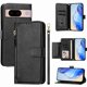 thumbnail image 1 of Funda tipo cartera para GOOGLE Pixel 8A con bolsillo con cremallera, tarjetero, soporte, correa para la muñeca y tapa de cuero Negro, 1 of 5