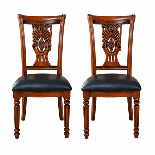 Genérico - Pack X2 Sillas De Comedor Madera Roble Americano Tapizada En Ecocuero