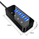 thumbnail image 3 of Concentrador USB 3.0 de 4 puertos con 4 puertos de datos USB 3.0 y 1 puerto de carga inteligente USB, divisor USB con interruptores de encendido y apagado individuales y adaptador de corriente de 5, 3 of 8