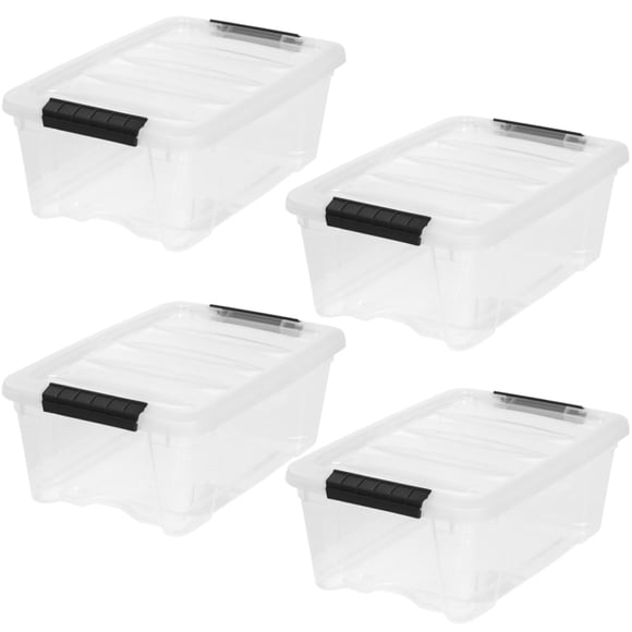 Contenedores de almacenamiento Iris USA, 13 cuartos de galón, apilables, paquete de 4 con tapas