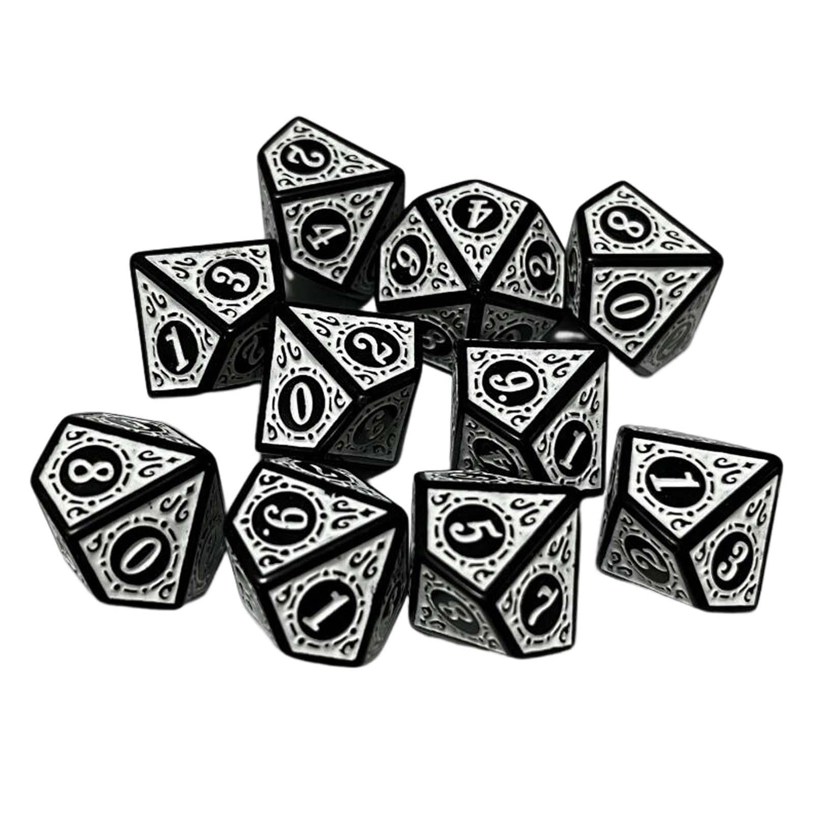 Bothyi - 10x Juego De Dados Poliédricos Juego De Juguetes De Barra Dados Para Juegos De Cartas Juegos De Rol Blanco